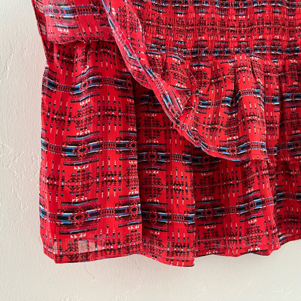 Aqua x Pendleton Bloomingdales Exclusive Skirt Women's XL Red Mini Smocked NEW - Picture 4 of 10